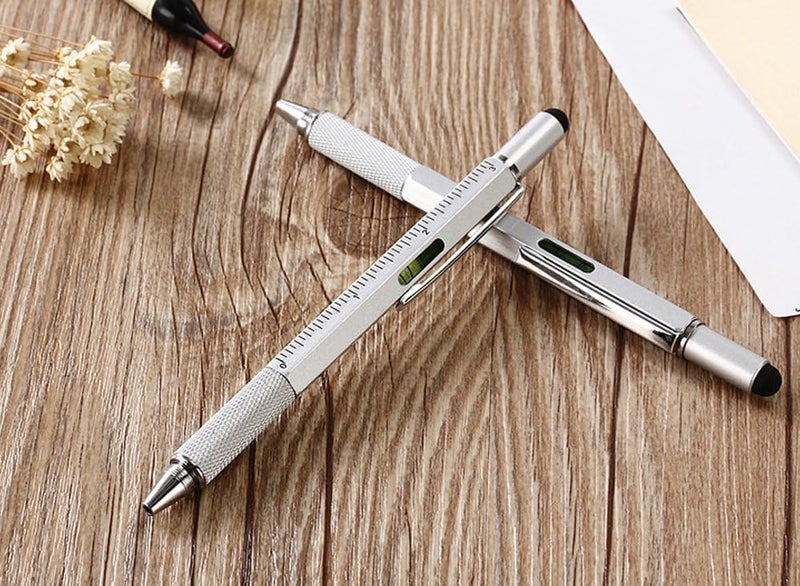 Kennmo 4 Pcs Multitool Pen Cool Gadget for Men, 6 in 1 Tool Pen Screwdriver Pen with Ballpoint, Ruler, Screwdriver, A Flat Head, Touch-Screen Pen, Levelgauge，Gift for Father's Day (4 Colors) - Image 5